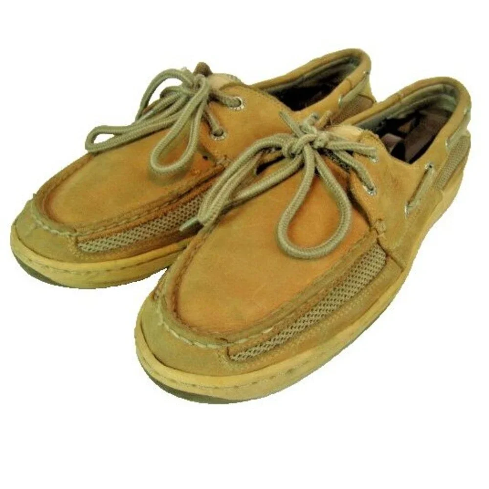 Mens Sperry Topsider Tan  Leather Deck Boat Shoes sz 8.5M